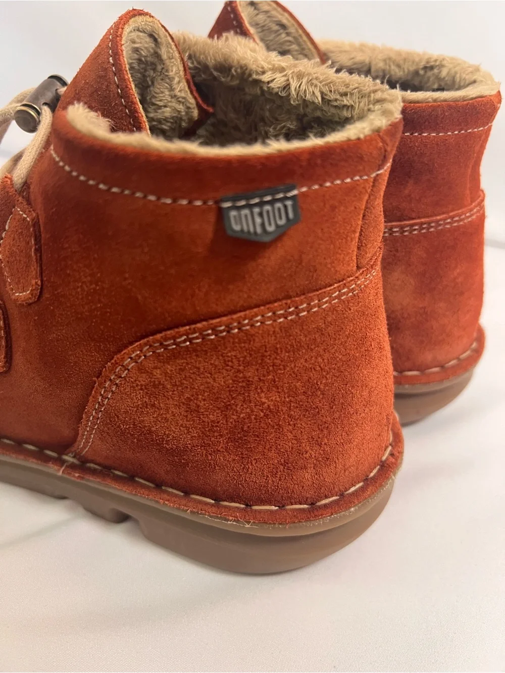 On Foot Men's Suede Chukka Boots in Rust with Fur Lining EU size 40